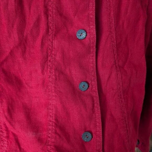 Chico's Red Linen‎ Jacket Button Up Size Large (2) - Picture 4 of 9